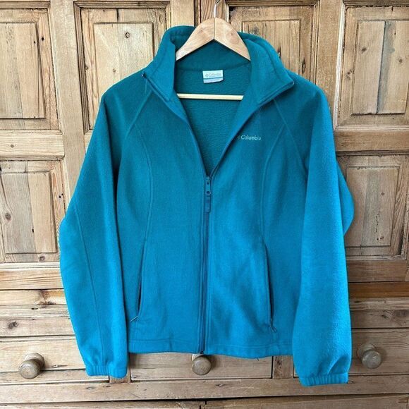 Columbia Medium Full Zip‎ Fleece Jacket Sweater Blue Green Teal - Picture 1 of 12